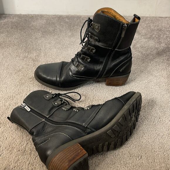PIKOLINOS Black Leather Lace Up Combat Style Boots Size 10 - Picture 8 of 10